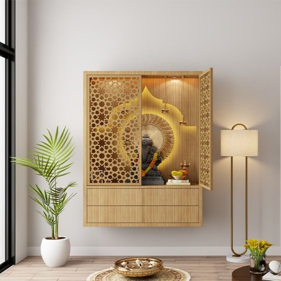 Wall mounted mandir design