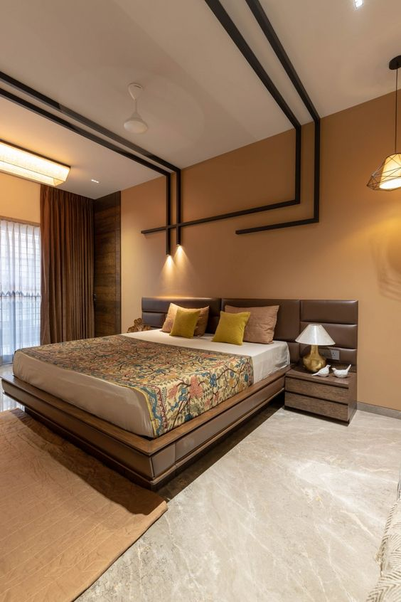 Brown and tan beautiful bedroom design