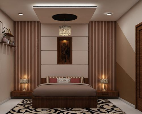 Brown and golden theme bedroom design