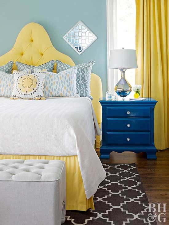  Light Blue and Yellow Paint Colour Bedroom Design
