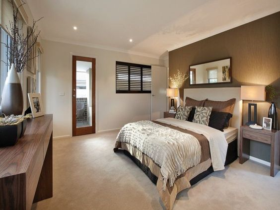 Cream and Brown Paint Colour Bedroom Design