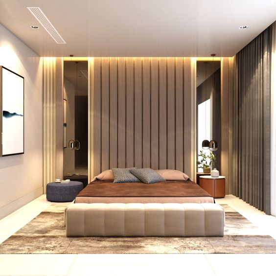 Warm nude bedroom interior design