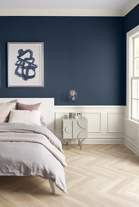  White and Blue Paint Colour Bedroom Design