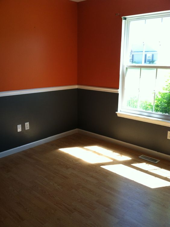 Rustic Orange And Charcoal Paint Colour For Bedroom