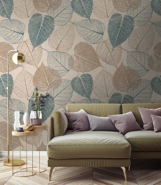 Leaf and floral theme wallpaper design