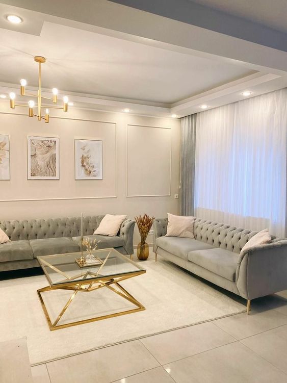 white and grey living room interior 